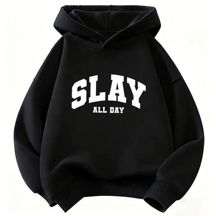 Fashion Slay All Day Letter Printed Design Hoodie Kids Children's Sweatshirt Hoody for Boys Girls Autumn Winter Casual Hoodies