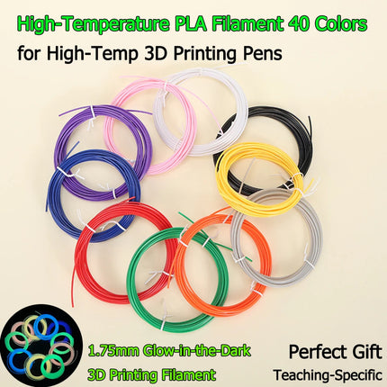 40 Colors 3D Pen Filament 1.75mm PLA Each Color 33 Feet 10m Glow-in-the-Dark 3D Filament Perfect Child Gift & Teaching-Specific