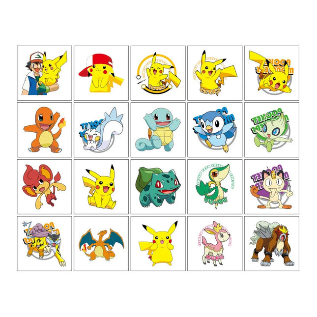 20pcs/set Pokemon Tattoo Stickers Anime Figure Pikachu Charizard Periphery Temporary Stickers Toys Party Gifts Supplies
