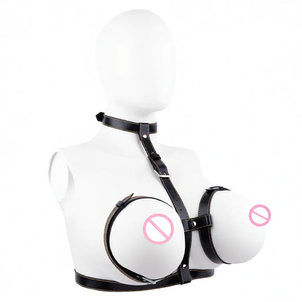 QKKQ Sexy Corset Erotic BDSM Bra With Nipple Clamp Adjustable Chest Bondage Bodice Breast Binder For Women Men Private Games