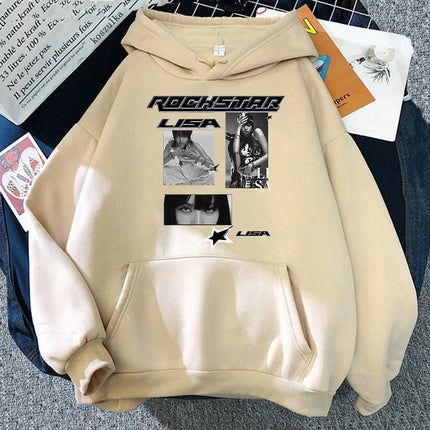 Lisa Rockstar Hoodie Eco Friendly Material Female Idol Fashion Retro Unisex Sweatshirt Autumn Winter Vintage Korea anime hoodie