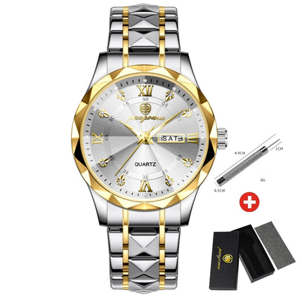 PAAZOMU Men's Wristwatch Top Brand Luxury Waterproof Luminous Date Week Men's Watches Stainless Steel Quartz Men's Watch Male reloj