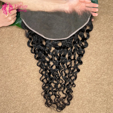 13x6 Real HD Frontal Water Wave 13x4 Frontal Melt Skins Invisible Lace Frontal 100% Raw Human Hair 1B Natural Black