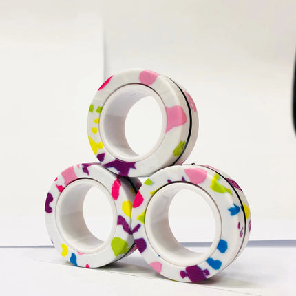 3pcs Fidget Toy Set Finger Magnetic Rings Colorful Adult Magnets Spinner Rings for Relieve Stress Anxiety Relief Therapy