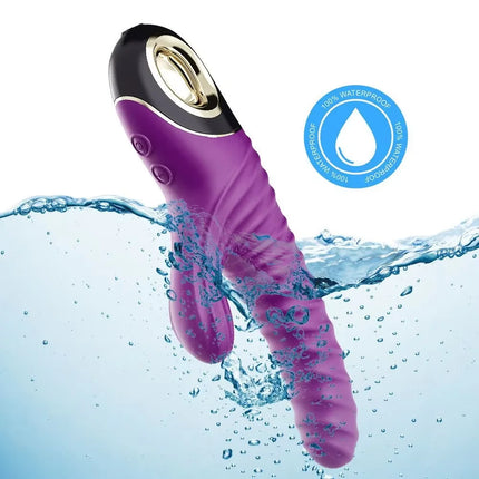 LDS New Arrival Telescopic Swinging Rabbit Head Massager Magnetic Charging Silicone Personal Wellness Stick