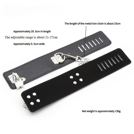 BDSM Adjustable Leather Handcuffs Lock Bondage Restraint Sex Toy Slave Tow Chain Erotic Feet Fetish Collar Erotic Accessories