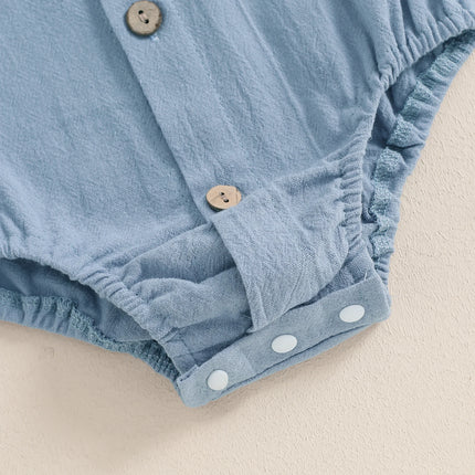 Long Sleeve Baby Boys Rompers Soft Solid Color Buttons Toddler Infant Clothes Bodysuits Fall Spring Casual Newborn Jumpsuits