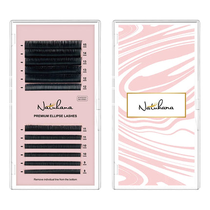 NATUHANA Brown Ellipse Flat Eyelashes Extensions Matte Faux Lashes Split Tips Soft Light Weight Ellipse Shaped Makeup Tools