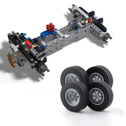 4WD RC Car Chassis Electric Set Building Block Motor Wheels RC Reciever Battery Box Functions Simulation Spray MOC Technical Toy