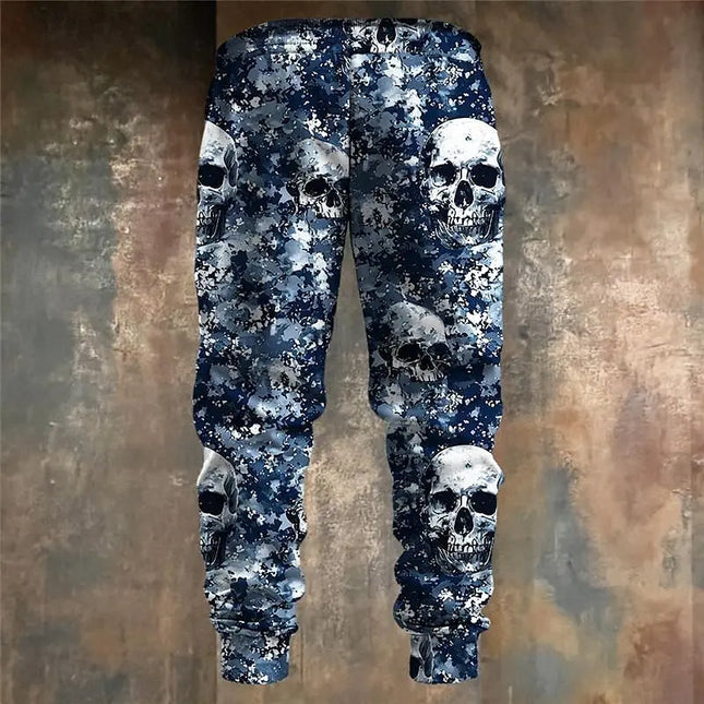 Cool Skulls Camo Punk 3D Print Men's Side Pockets Elastic Drawstring Sweatpants Joggers Pants Trousers Outdoor Sports Street