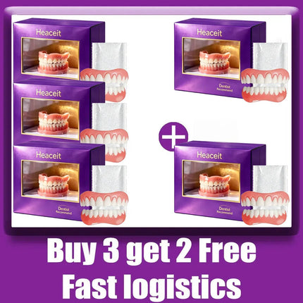 Comfort Silicone Dentures, Unisex Upper/Lower Teeth, DIY Temporary Fix for Confident Smile in Minutes