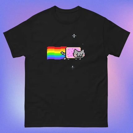 Nyan Cat with Rainbow T-Shirt Funny Meme Creative Top Hip Hop Y2K Vintage Print Short Sleeve Casual Loose Street Wear Unisex