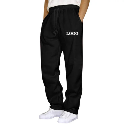 Customized Straight Leg Sweatpants Men Autumn Winter Personality Printed Thicken Jogger Pants Pocket Trousers Streetwear S - 5XL