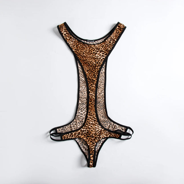 Leopard Men's Bodysuits Building Shapers Tights Men Singlet Underwear Bikini Sexy Men T-Back Jumpsuit Stretch Thongs Jockstrap