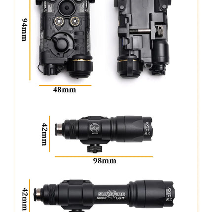 Tactical LED Flashlight Combo L3 NGAL M600 M300 PEQ15 Light with Pressure AXON Switch Fit 20mm Rail for Outdoor Use