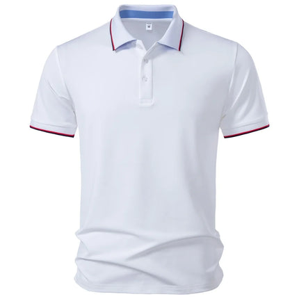AIOPESON Men's Solid Color Work Polo Shirt Professional Breathable Moisture Wicking Office Casual Daily Wear Office Polo Shirts