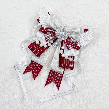 Lolita Angel Wing Bow Handmade Finished Crystal Pearl ItaBag Charm DIY Lolita Bags Clothing Decorations Accessories
