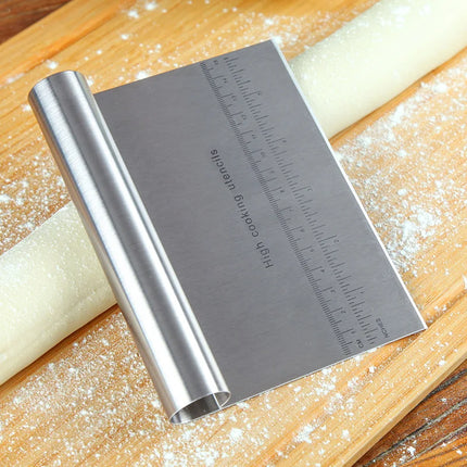 1PC Stainless Steel Dough Pastry Scraper Pizza Cutter Chopper with Measuring Scale Multipurpose Cake Bread Separator Scale Knife