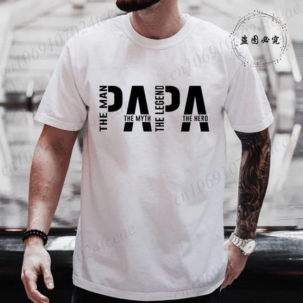 Papa The Man The Myth The Legend Funny T-shirt for Men Clothing Dad T Shirt Short Sleeve Tee Shirt Men T-Shirts Clothes Tops