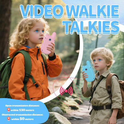 Children's Video Walkie-Talkie 2-Pack with Display Screen Voice Converter and Real-Time Video Chat Long-Range Gift for Children