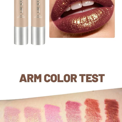 Glitter Pearlescent Crayon Lipstick Quicksand Golden Shining Non-stick Cup Shiny Lip Tint Fine Shimmer Lip Liner Stick Makeup