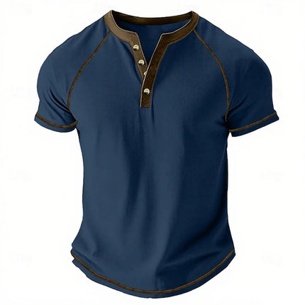 Retro Men's Button-Down T-Shirt Minimalist Print T-Shirt Loose-Fit Casual Summer Polo Shirt Stylish Streetwear Men's Top
