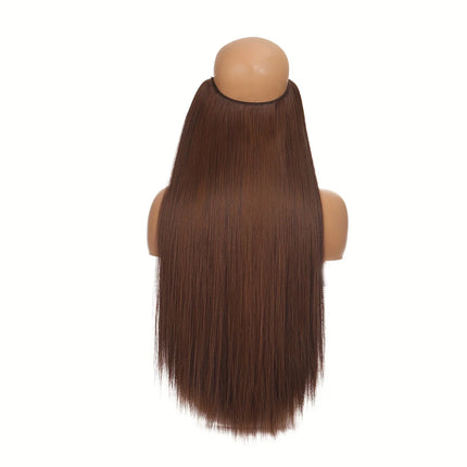 Synthetic Of The Line Type Hair Extensions Straight Hair Wig Piece One Piece With Invisible Fish Line Transparent Wire