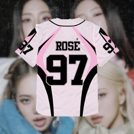 2026 New Y2K Korean Girl Group Concert T-Shirt RosÉ Letter Print Oversized Short Sleeved Fashion Casual Women's Sports Jersey