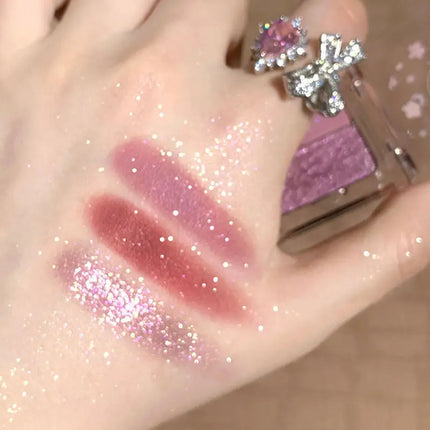 Dream Glittering Purple Eyeshadow Glitter Pearlescent Highlighter Makeup Monochrome Glossy Shiny Eye Shadow Palette