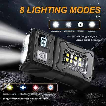 Mini Portable LED COB Flashlight with Pen Clip Head Rotation Magnetic Torch Built-in Battery Rechargable Outdoor Camping Lantern