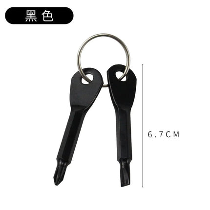 New Portable Screwdriver Outdoor EDC Key Chain Portable Multifunctional Flat Head Screwdriver Cross Key Ring Wholesale