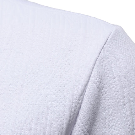 Men's casual sports jacquard short sleeved button polo shirt with a lapel knit top