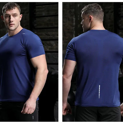 Men's Summer Loose Breathable Short Sleeve Outdoor Cycling Quick Dry Top Running Tracksuits Fitness T-shirts Muscle Tights