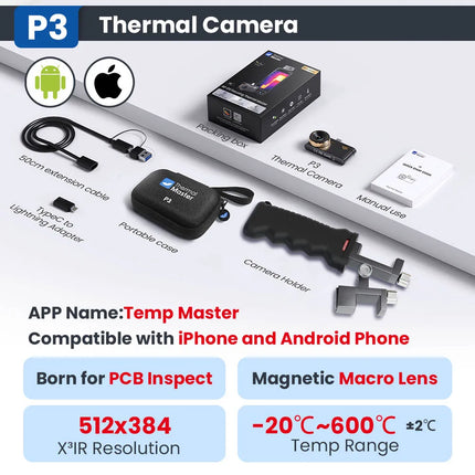 P3 Thermal Camera for Electronics Cell Phone Repair ios iPhone & Android Smartphone Macro Lens Thermal Imaging Camera 512*384