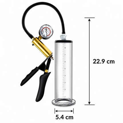 Male Vacuum Pump with Acrylic Cylinder and Metal Pressure Gauge, Stamina Desensitizing Training Device for Home Use
