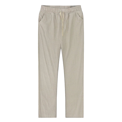 Korean Summer Men's Cotton Pants New Breathable Solid Color Comfortable Pants Fitness Yoga Jogging Sweatpants Streetwear