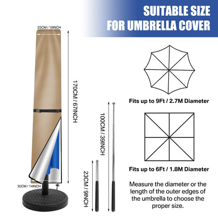 Outdoor Cantilever Umbrella Cover Waterproof Patio Parasol Cover Banana Straight Style All-Season Parasol Umbrella Protection