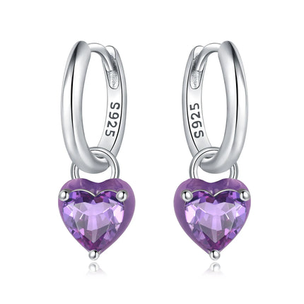 Hot Sale Original 925 Sterling Silver Zircon Pink Paw Print Earrings Heart Flower Leaf Design Women Party Jewelry Gift Ear Loops