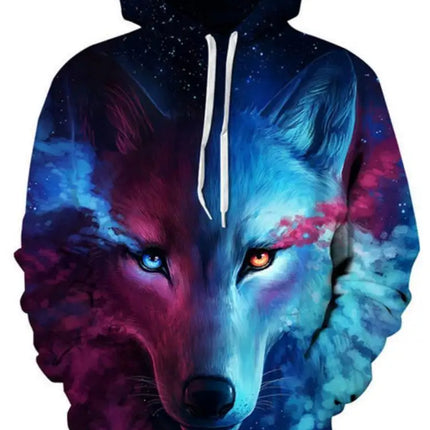 2023 Men's Oversized Hoodie 3D Wolf Animals Pattern Ferocious Warrior Fashion Sweatshirt Loose Street Funny Tracksuits Fitness