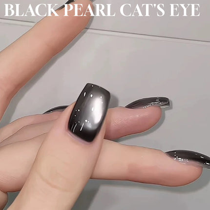 1pcs 12ML Winter 2026 New Black Glass Bead Pearl Cat's Eye Gel Nail Polish Hot Selling Black Nails Salon Use Nail Stuff