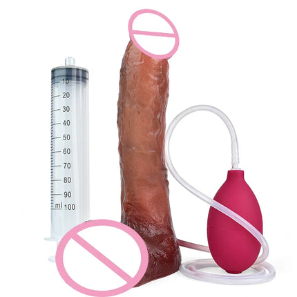 FAAK Lifelike Squirting Penis Silicone Ejaculation Large Realistic Dildo With Sucker Skin Touch Anal Sex Toys For Women