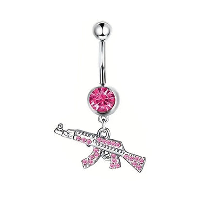 Pink Heart Shaped Navel Ring Ornament Water Drop 14G Belly Button Piercing Barbell Pendant Belly Nombril Piercing Women Jewelry