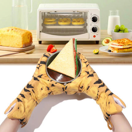 1Pc Cute Cartoon Cat Paws Pattern Oven Mitts Cotton Insulation Gloves Anti-Scalding Heat Resistant Baking Supply Microwave Tool