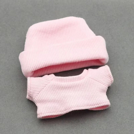 Sweater Set For 15/17cm Ropa Labubu Doll Clothes Match Knitted Hat T-shirt Dopamine Color Matching Fashion Design