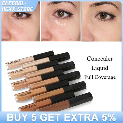 PHOERA 10Colors Liquid Concealer Foundation Cream Smooth Face Moisturizing Silky Long Lasting Scars Acne Cover Cosmetic Makeup