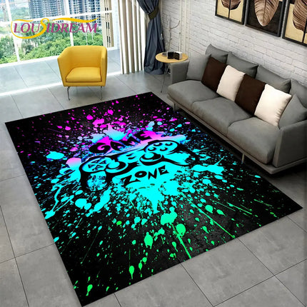 Cartoon Gamer Game Gamepad Area Rug,Carpet Rug for Living Room Kids Bedroom Sofa Kitchen Doormat Decor,Child Non-slip Floor Mat