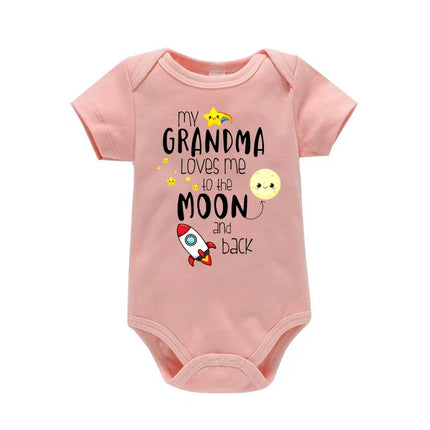 MY GRANDMA LOVES ME TO THE MOON AND BACK Funny Newborn Onesies Cut Baby Girl Boy Clothes High Quality Infant Bodysuit