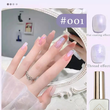 ZH 12ML 8-Color Pearl Shell Thread Nail Gel Polish Long Lasting White Pink Purple Salon Gel Nail Art DIY Solid Gel Polish