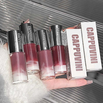 Cappuvini Berry Snow Gradient Lip Gloss Mirror Moisturizing for Plump Lips Long-Lasting Makeup Lip Glaze