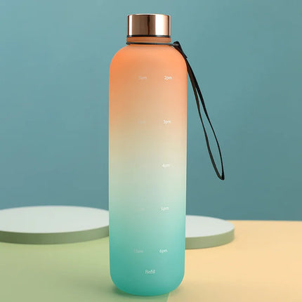 1L Water Bottles for Girls Kids Leakproof Gym Fitness Sports Bottle for Outdoor Travel, Camping Frosted Plastic Drinking Bottle
